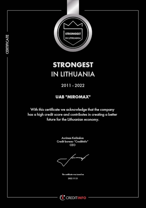 MIROMAX - "Stipriausi Lietuvoje 2011-2022"